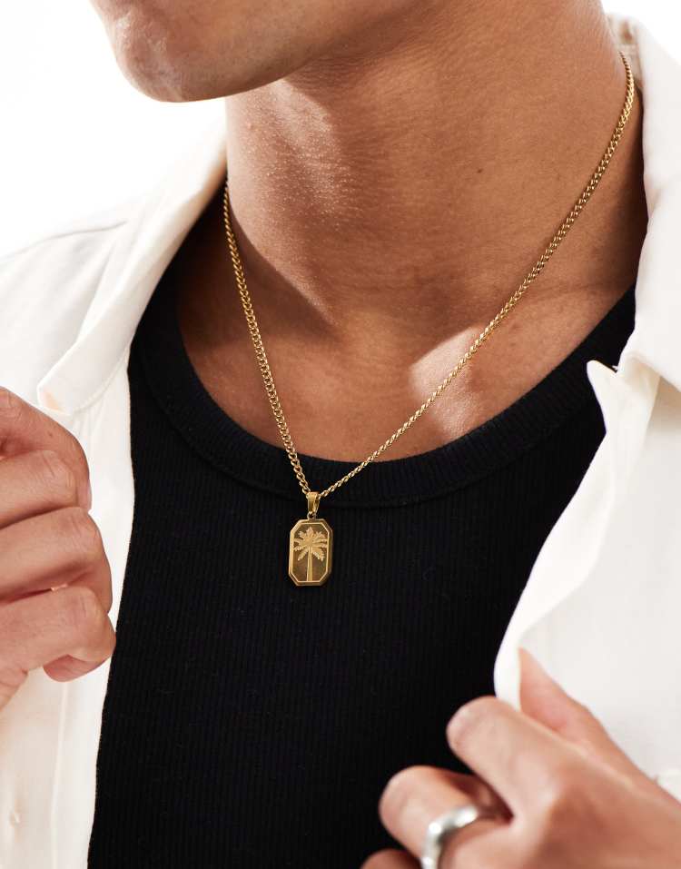 Palm Tree Gold Pendant Necklace