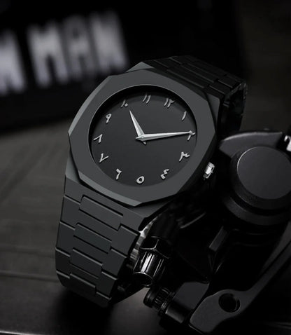 Arabic Black Aura Watch + Stainless Steel Ring Free