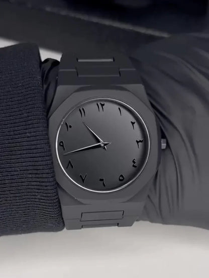 Arabic Black Aura Watch + Stainless Steel Ring Free