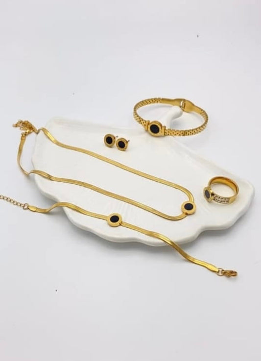 Snake Chain Classic Black and Gold Jewellry set