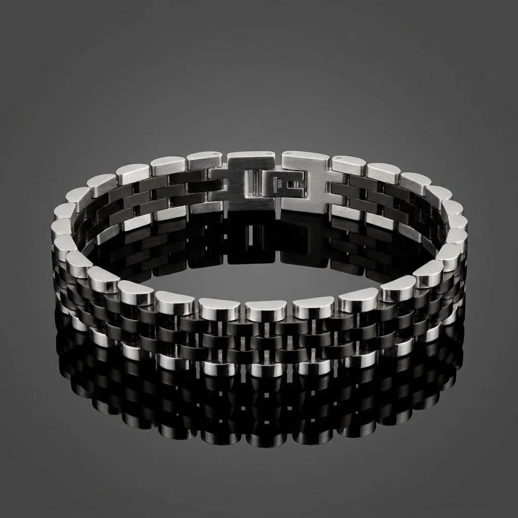 Rolex Silver-Black Bold Bracelet