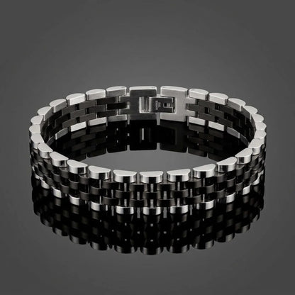Rolex Silver-Black Bold Bracelet