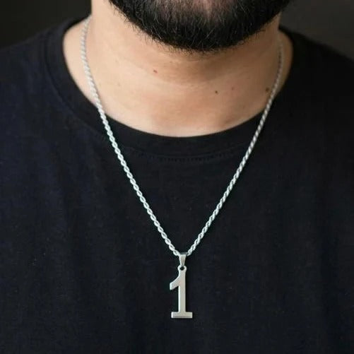 Number 1 Silver Pendant Necklace