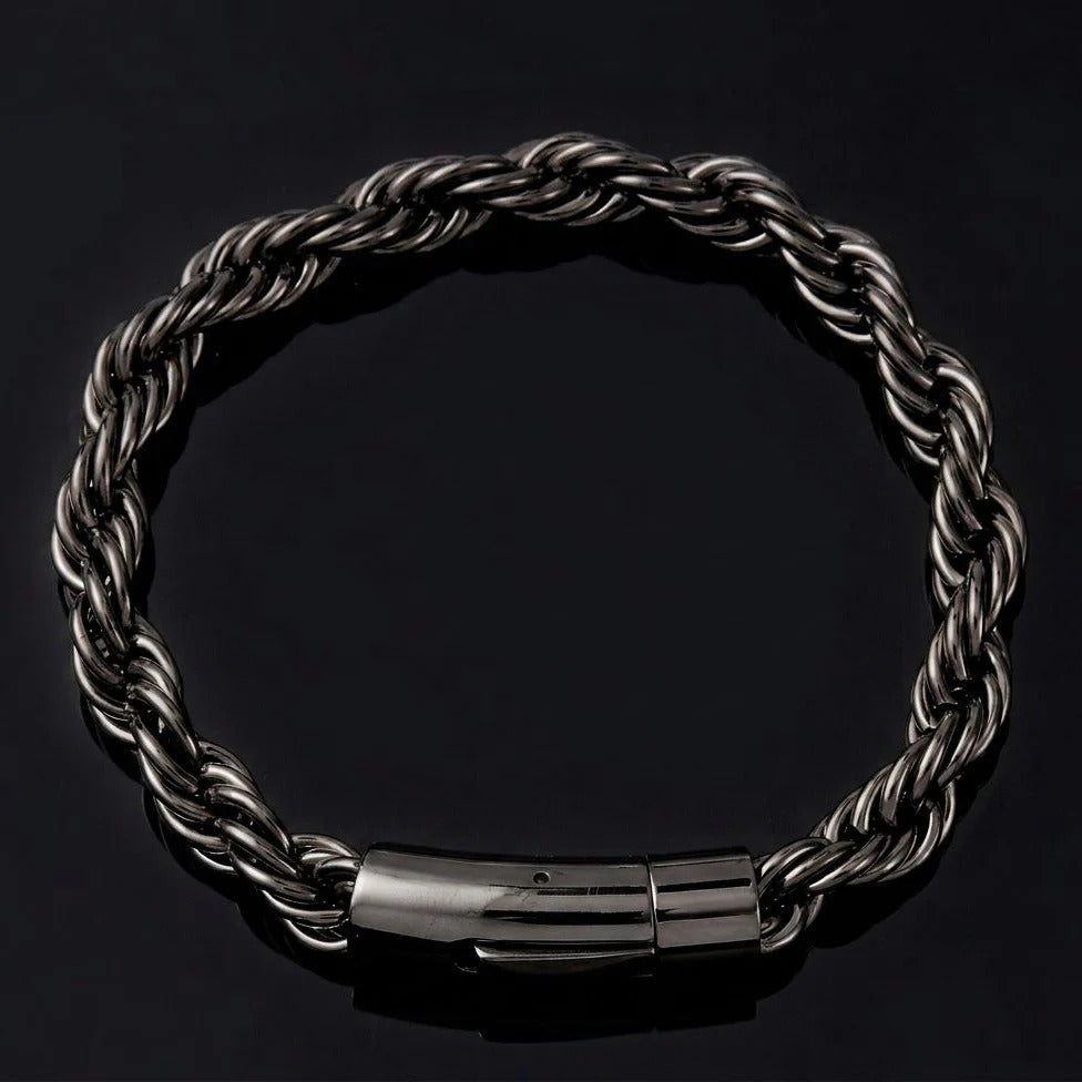 Black Rope Steel Magnetic Bracelet