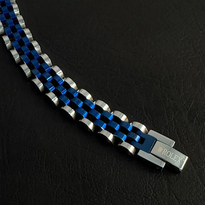Rolex Silver-Blue Bold Bracelet